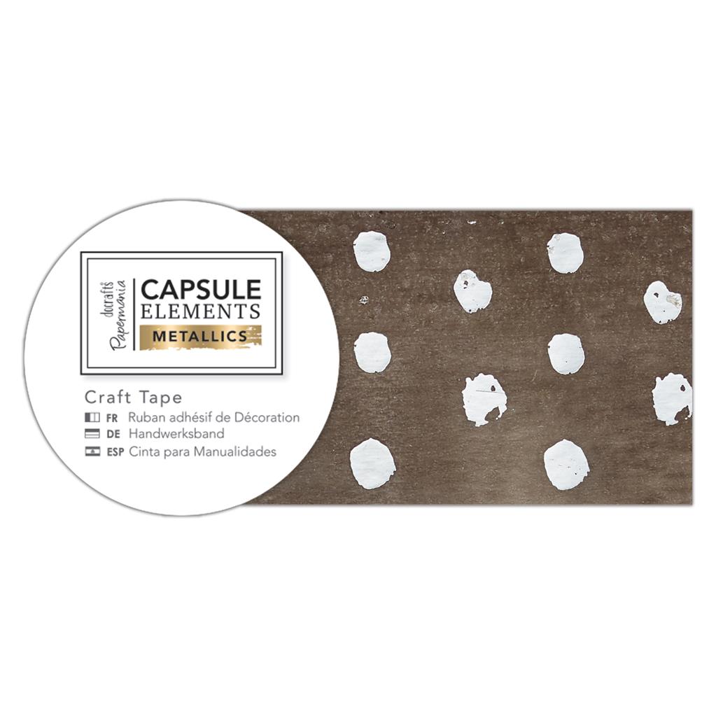 Papermania Elements Metallics Craft Tape 3m - Silver Spot