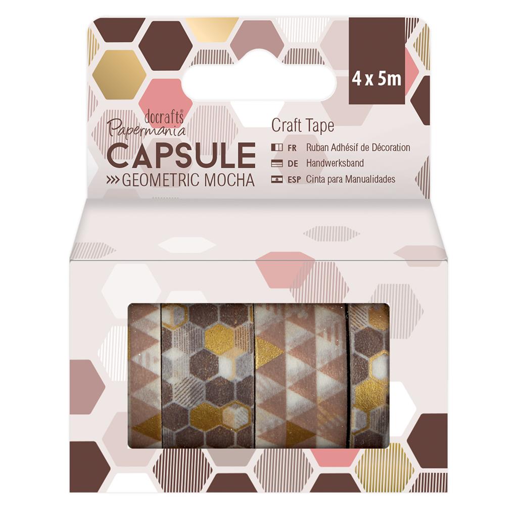 Papermania Capsule Geometric Mocha Craft Tape (4x 5m)