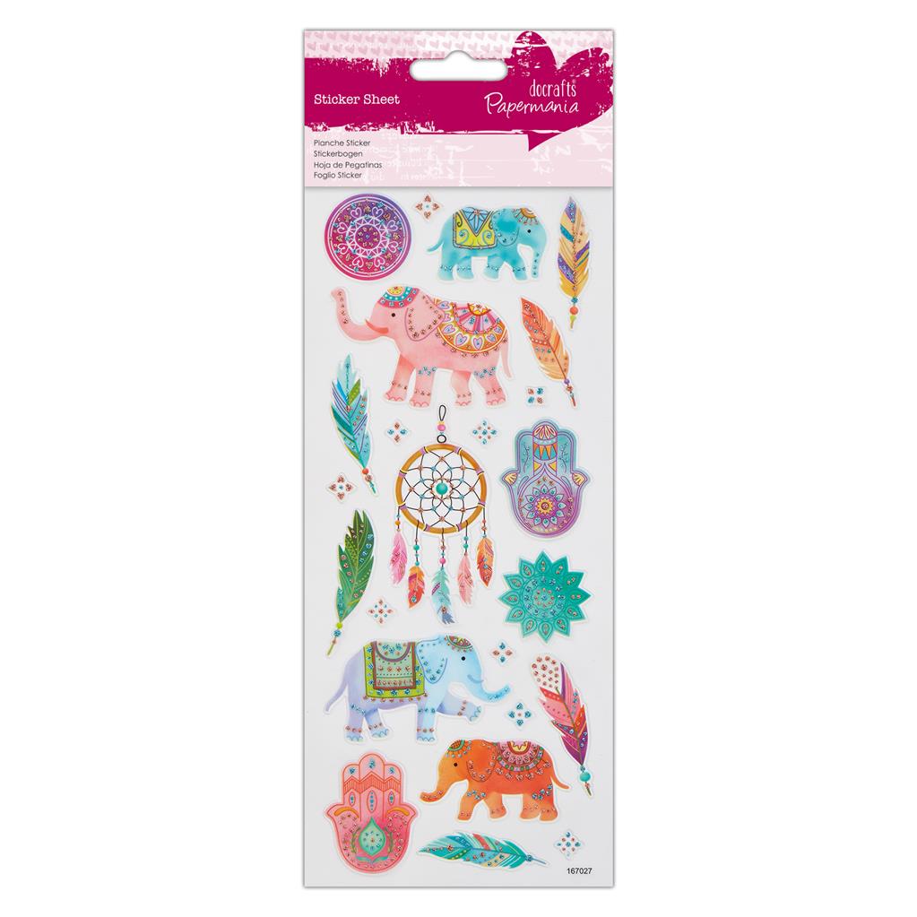Papermania Glitter Stickers - Indian Elephants