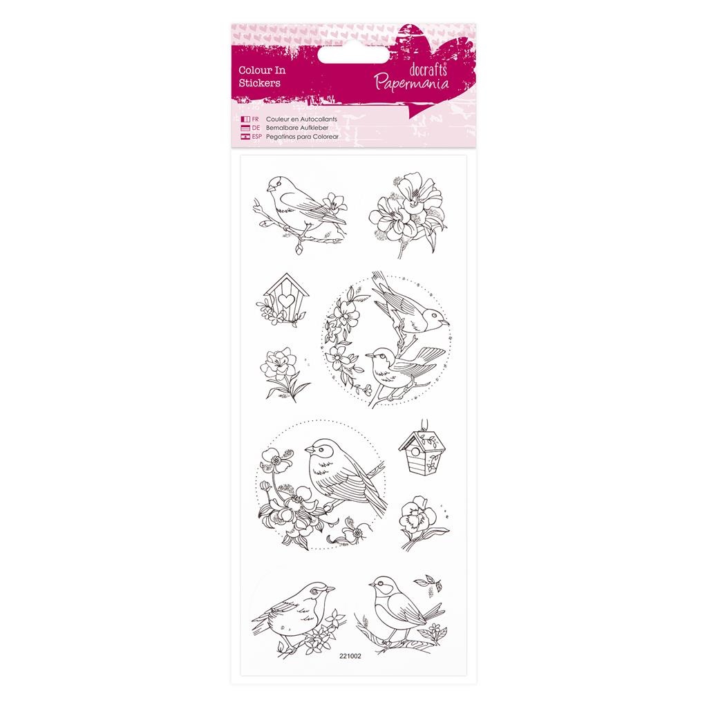 Papermania Colour In Glitter Stickers - Birds
