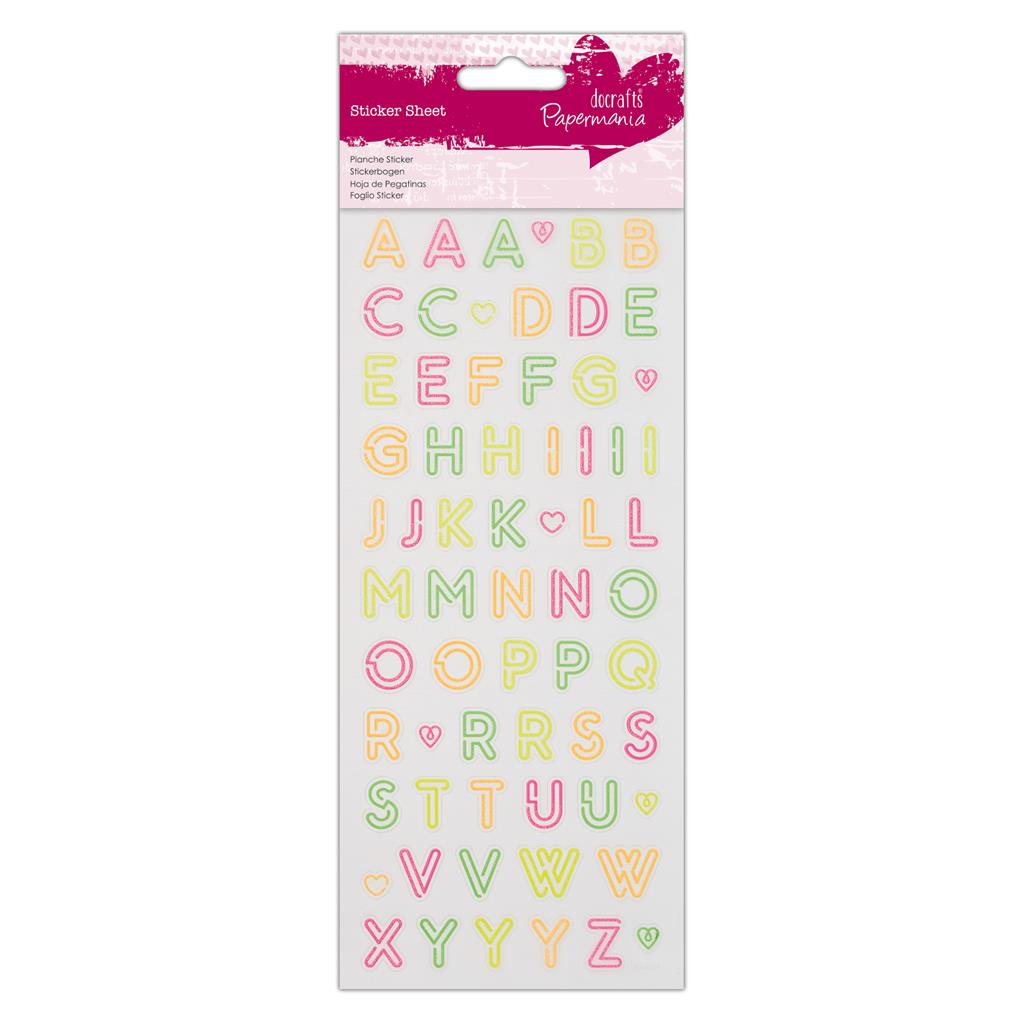 Papermania Neon Glitter Stickers - Alphas