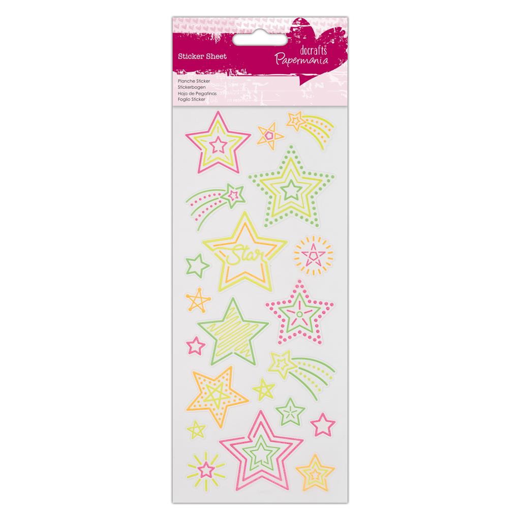 Papermania Neon Glitter Stickers - Stars