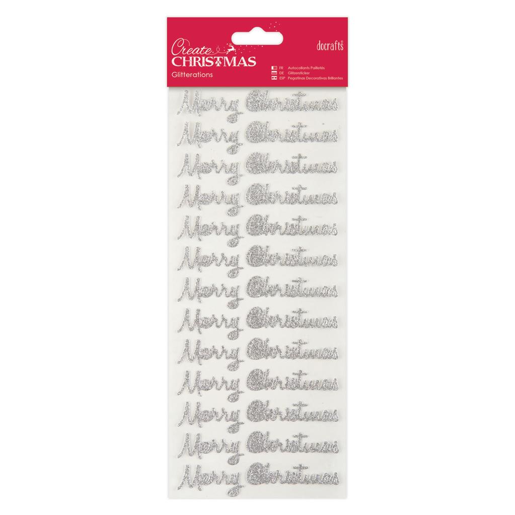 Create Christmas Stickers Glitterations - Merry Christmas Silver
