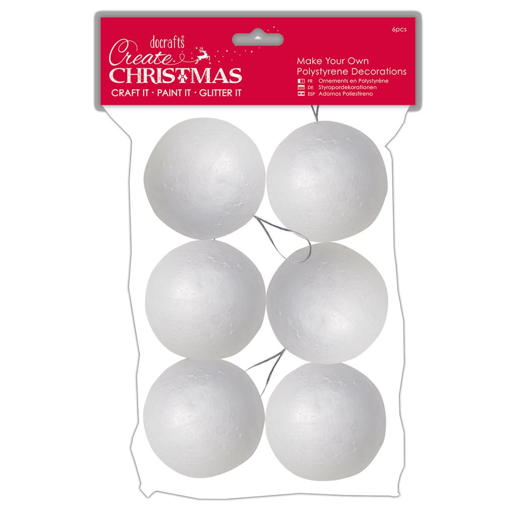 Create Christmas Make Your Own Polystyrene Decorations - Baubles (6pk)