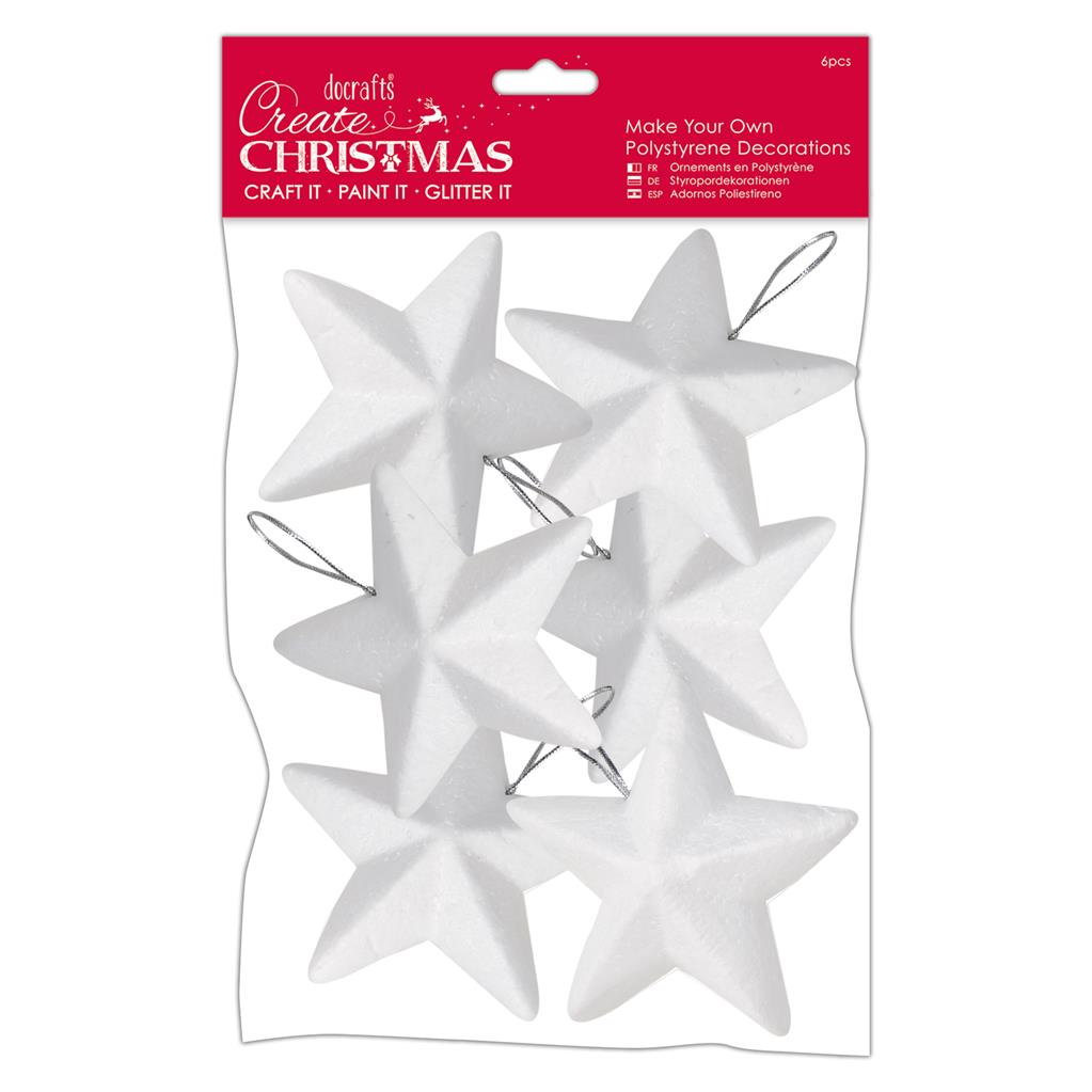 Create Christmas Make Your Own Polystyrene Decorations - Stars (6pk)