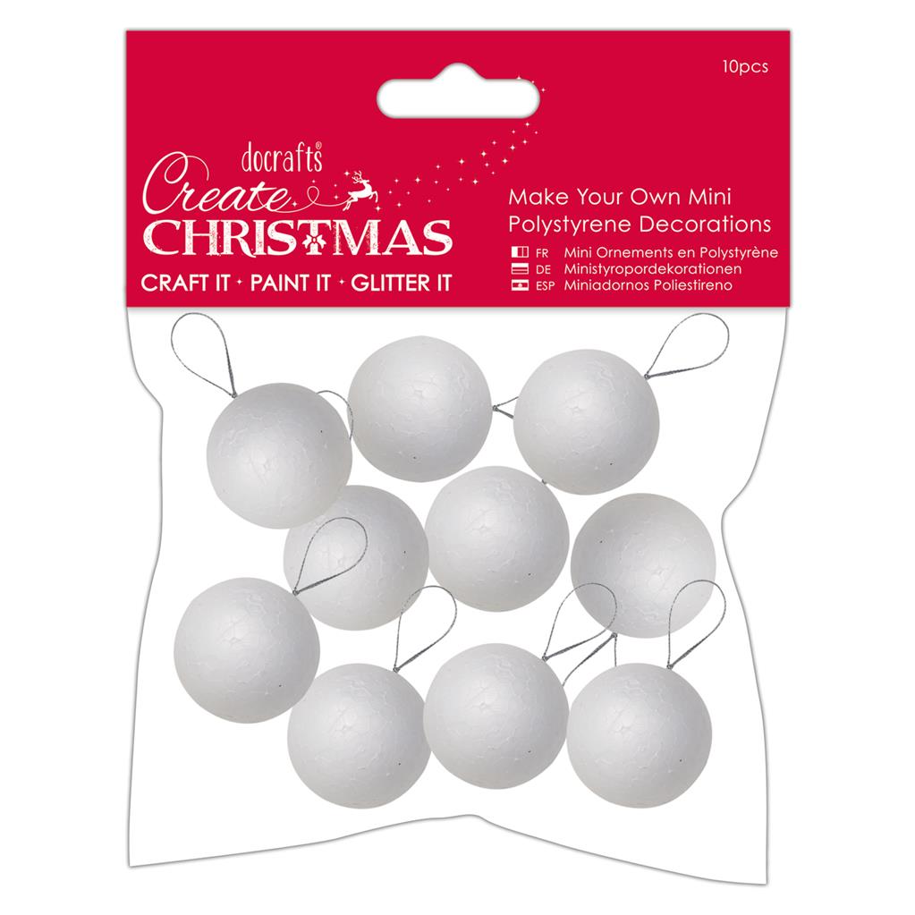 Create Christmas Make Your Own Polystyrene Decorations - Mini Baubles (10pk )