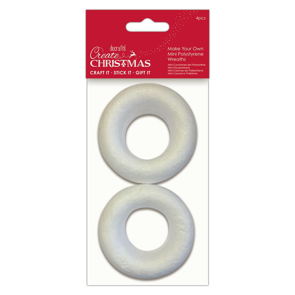 Create Christmas Make Your Own Polystyrene Decorations - Mini Wreath (2pk)