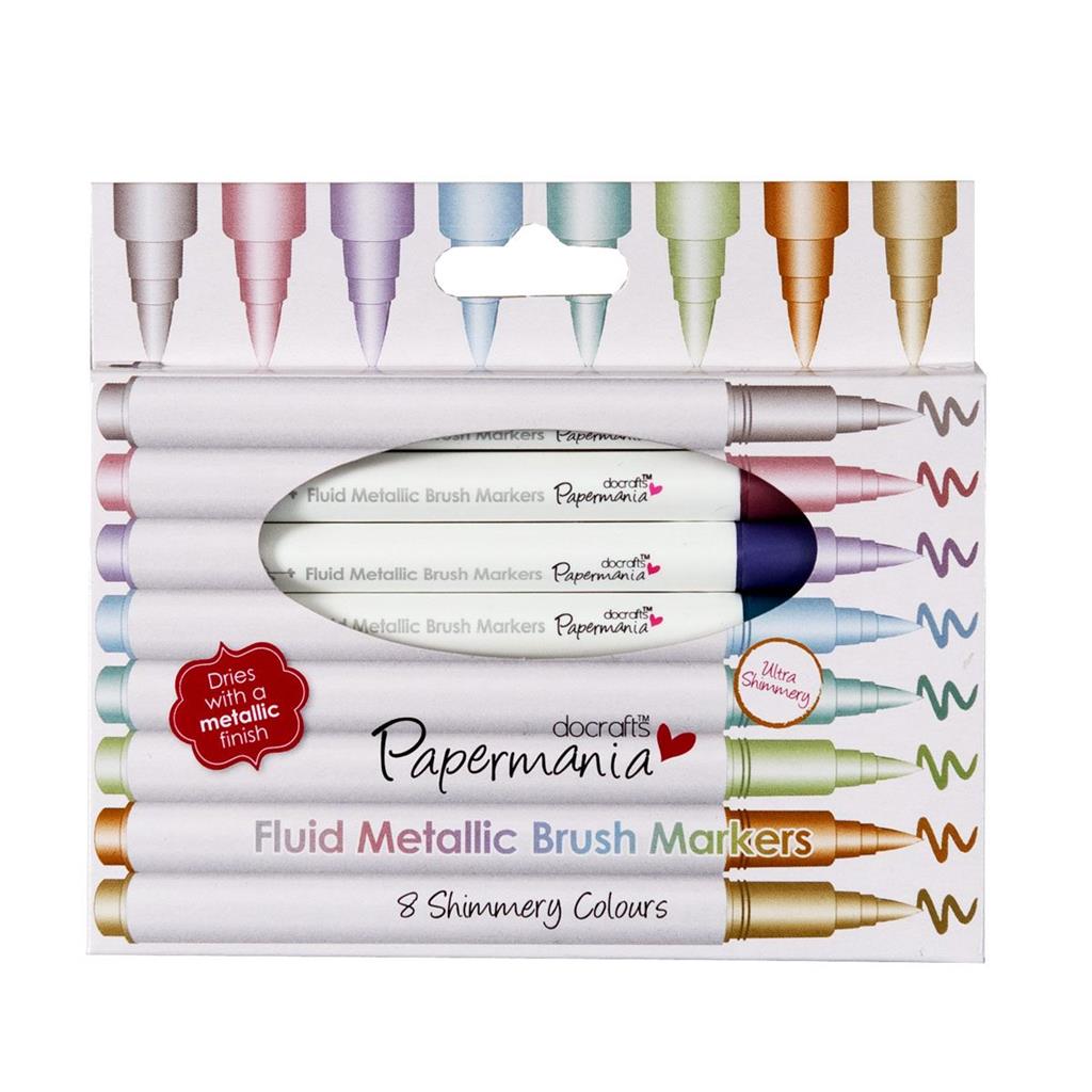 Papermania Metallic Marker Pens Brush Tip (8pk)
