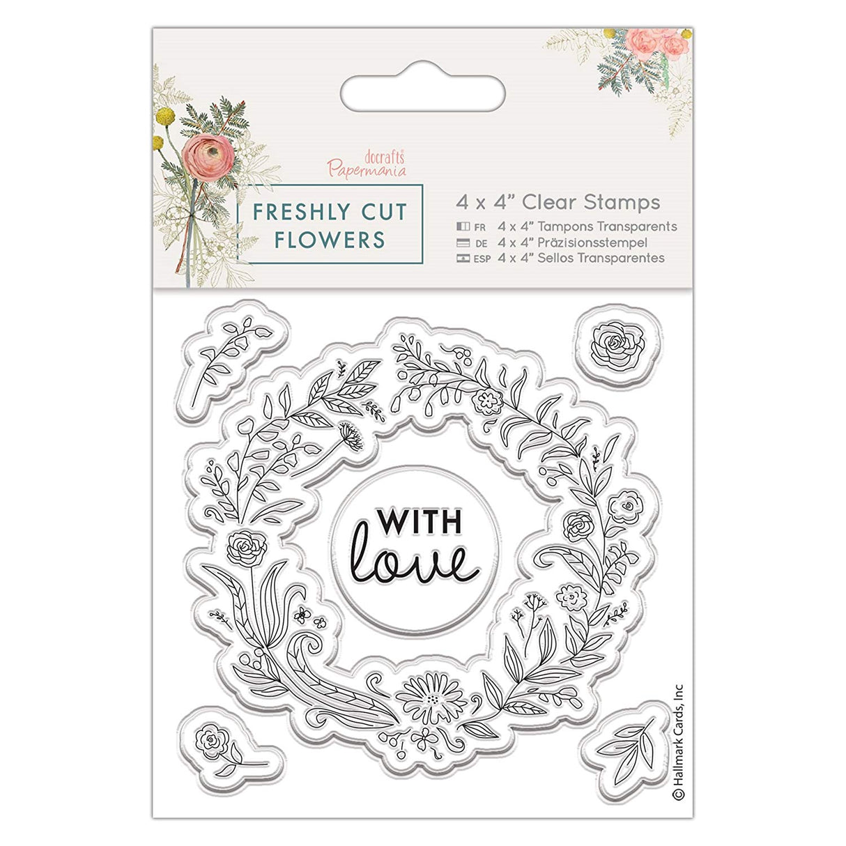 Papermania 4" x 4" Clear Stamp - Freshly Cut Flowers - Floral Wreath
