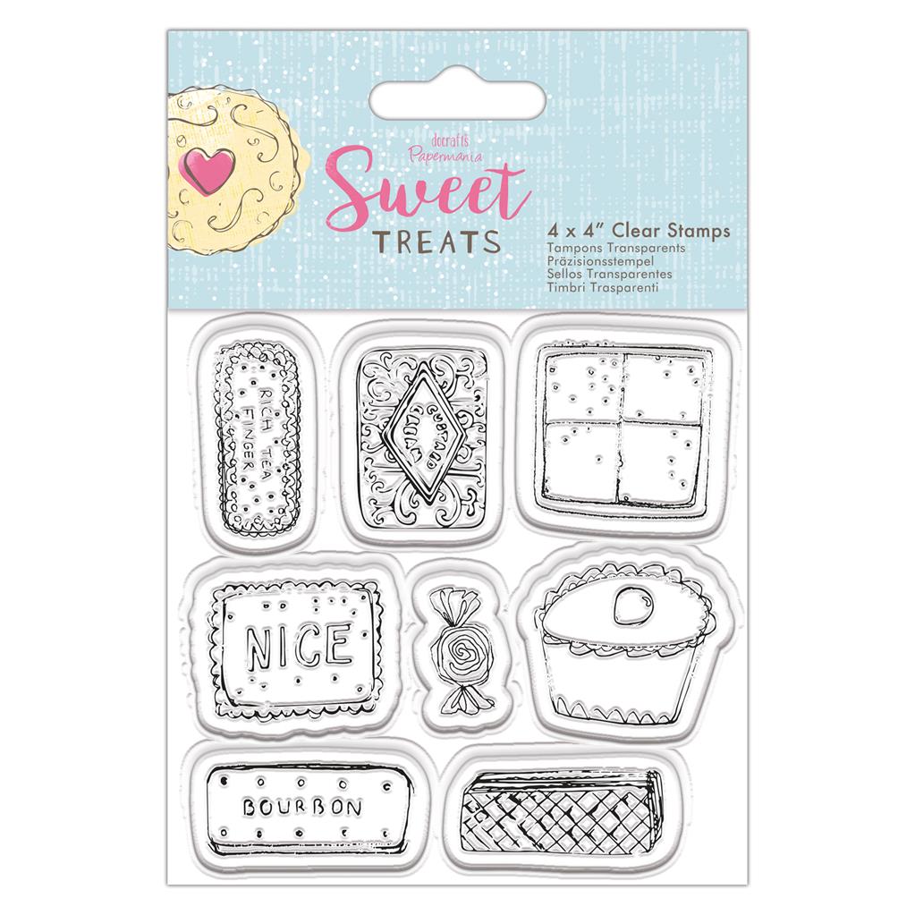 Papermania 4" x 4" Clear Stamp - Sweet Treats - Biscuits & Cakes