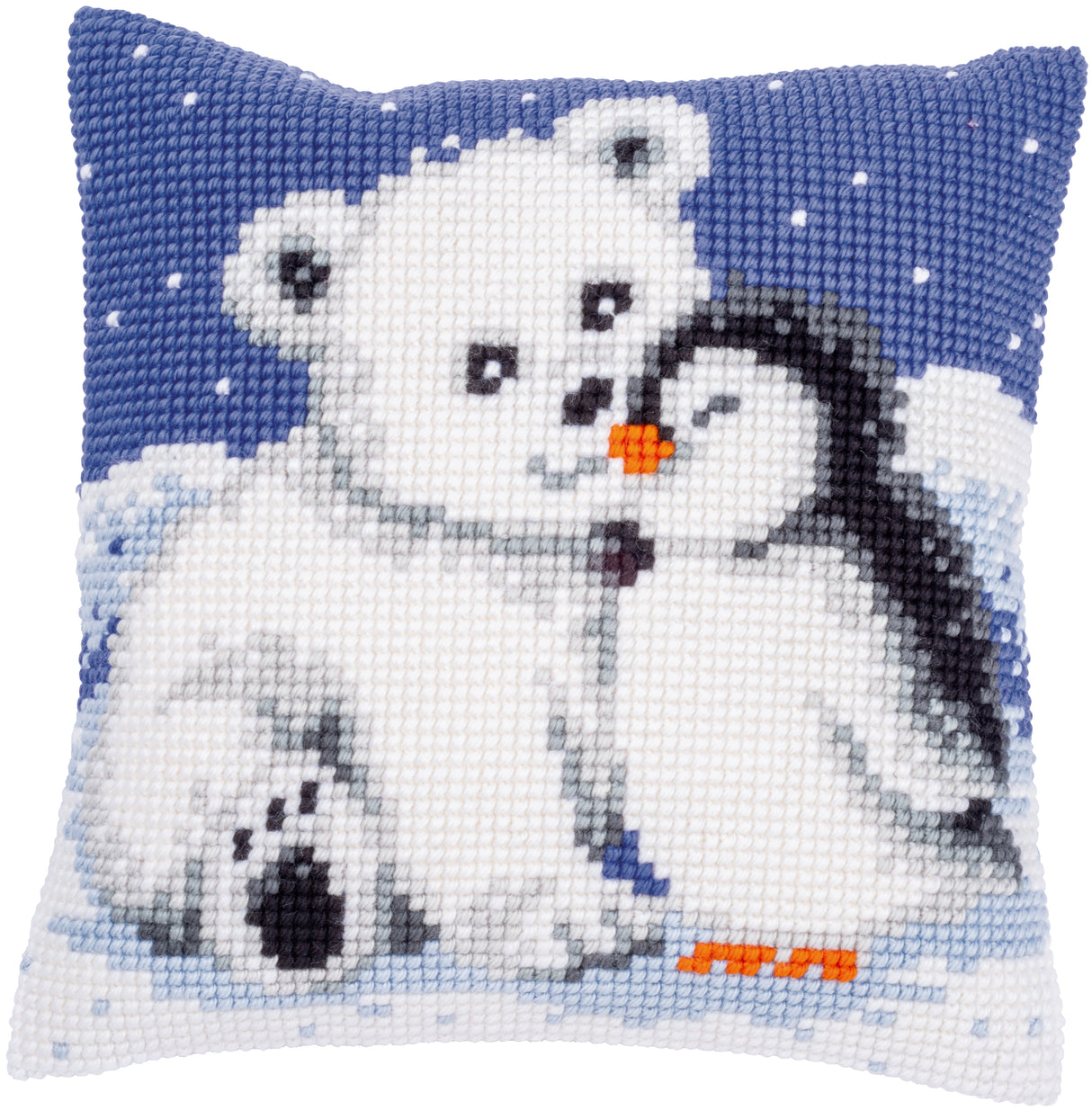 Vervaco Cross Stitch Kit 40cm Cushion Cover - Polar Bear and Penguin
