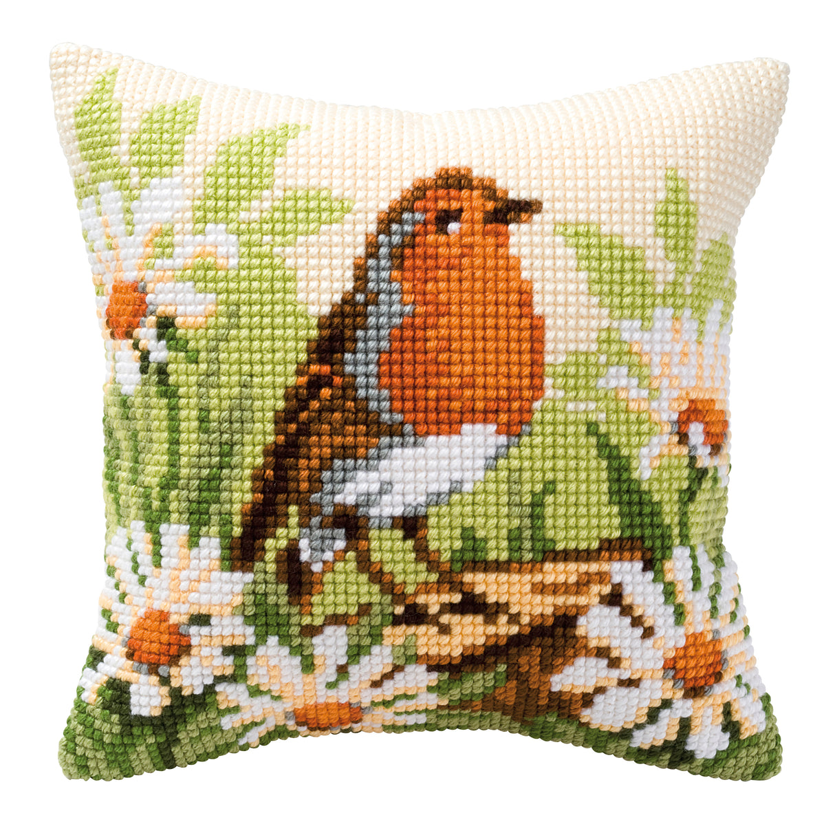 Vervaco Cross Stitch Kit 40cm Cushion Cover - Robin 1