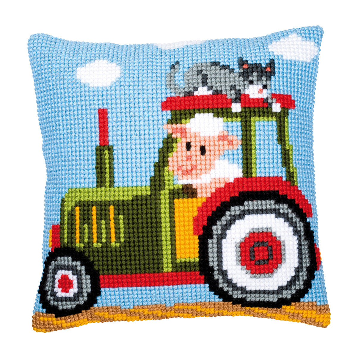 Vervaco Cross Stitch Kit 40cm Cushion Cover - Tractor 1
