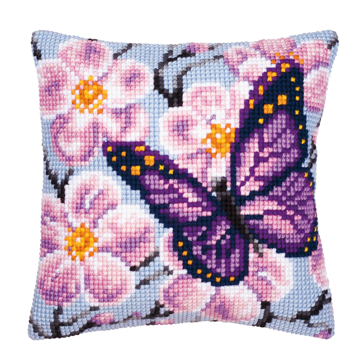 Vervaco Cross Stitch Kit 40cm Cushion Cover - Butterfly Purple