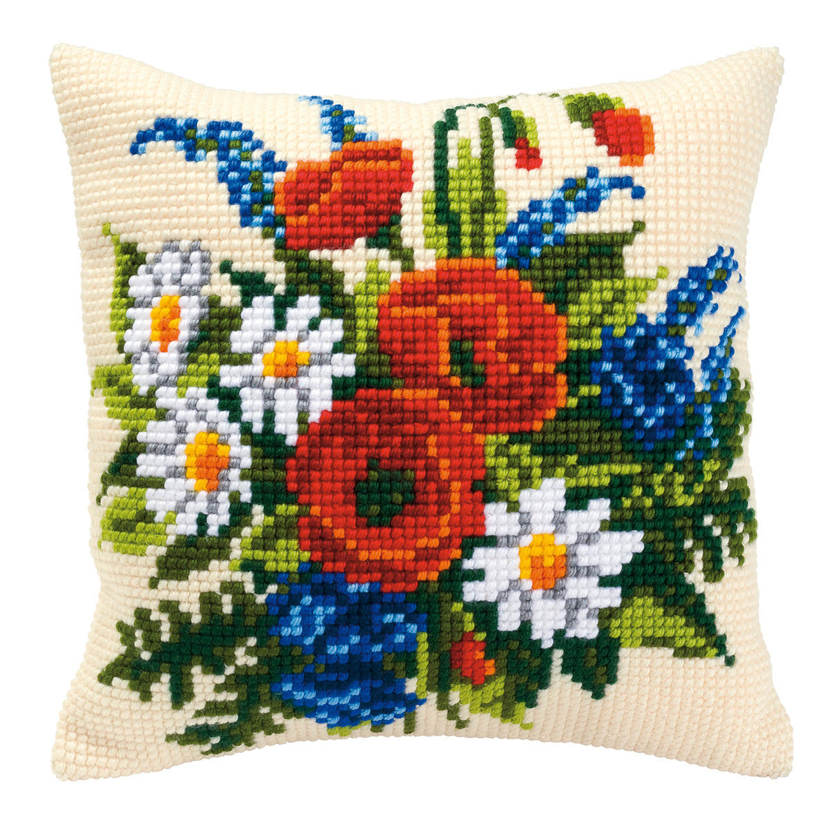 Vervaco Cross Stitch Kit 40cm Cushion Cover - Mixed Flowers 1