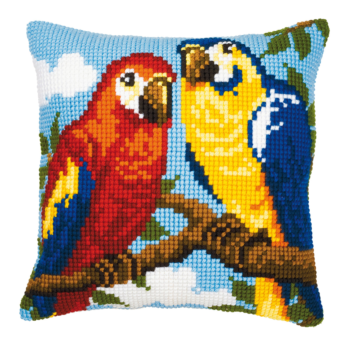 Vervaco Cross Stitch Kit 40cm Cushion Cover - Parrots