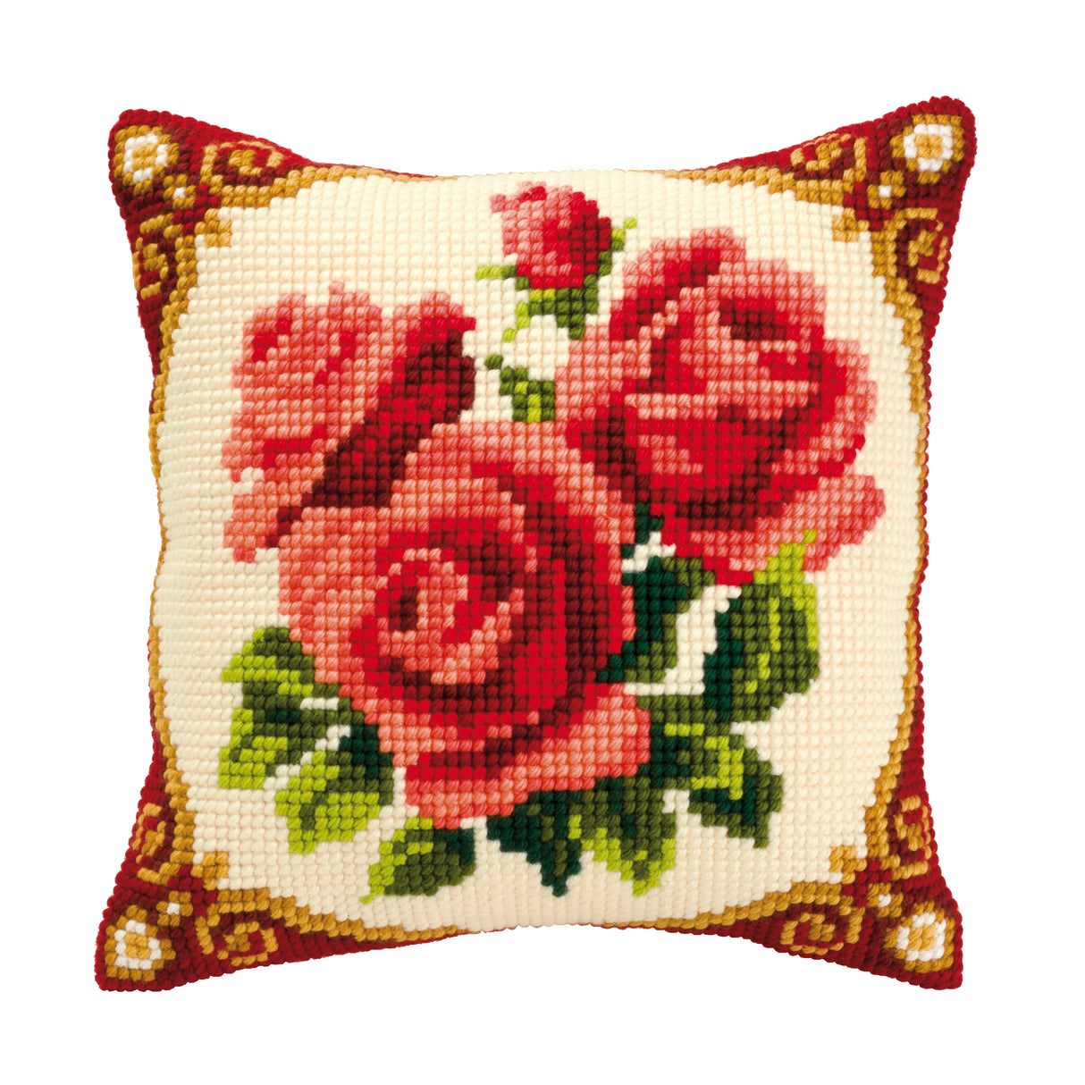 Vervaco Cross Stitch Kit 40cm Cushion Cover - Red Roses
