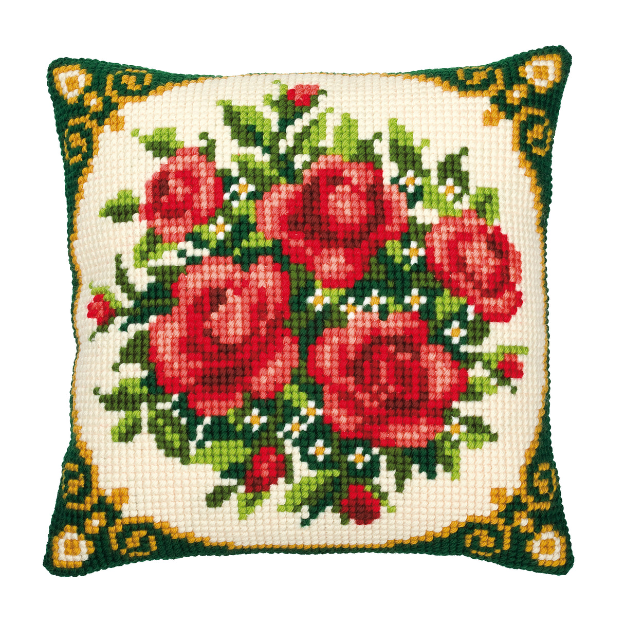 Vervaco Cross Stitch Kit 40cm Cushion Cover - Pale Red Roses