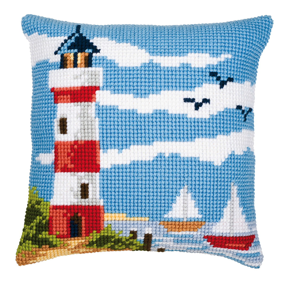 Vervaco Cross Stitch Kit 40cm Cushion Cover - Lighthouse Scene