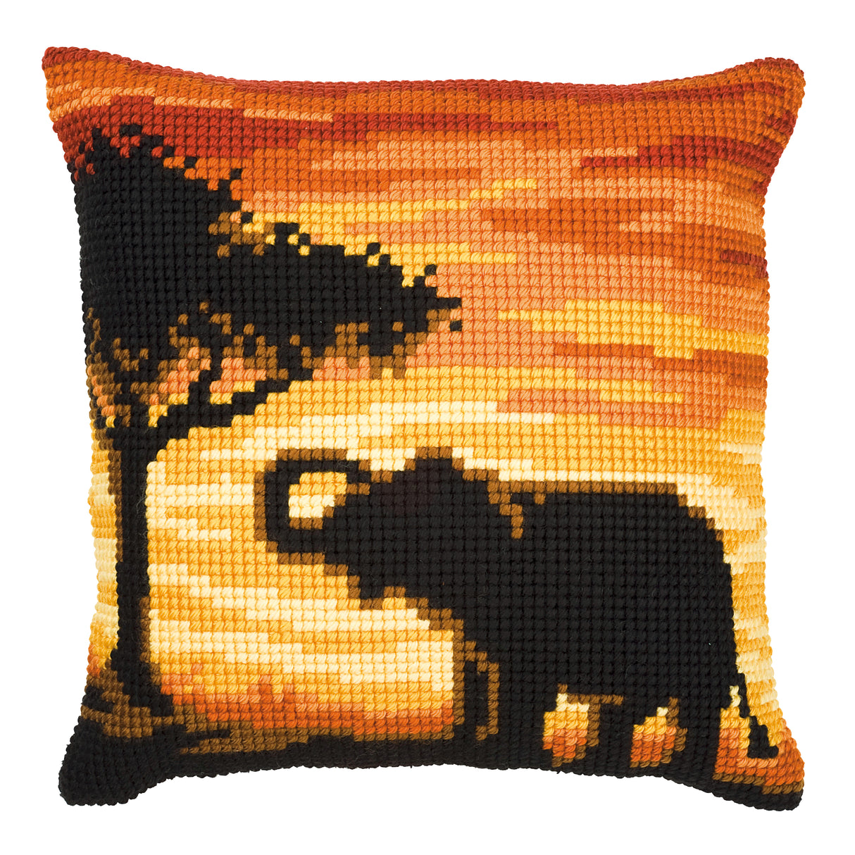 Vervaco Cross Stitch Kit 40cm Cushion Cover - Sunset Elephant