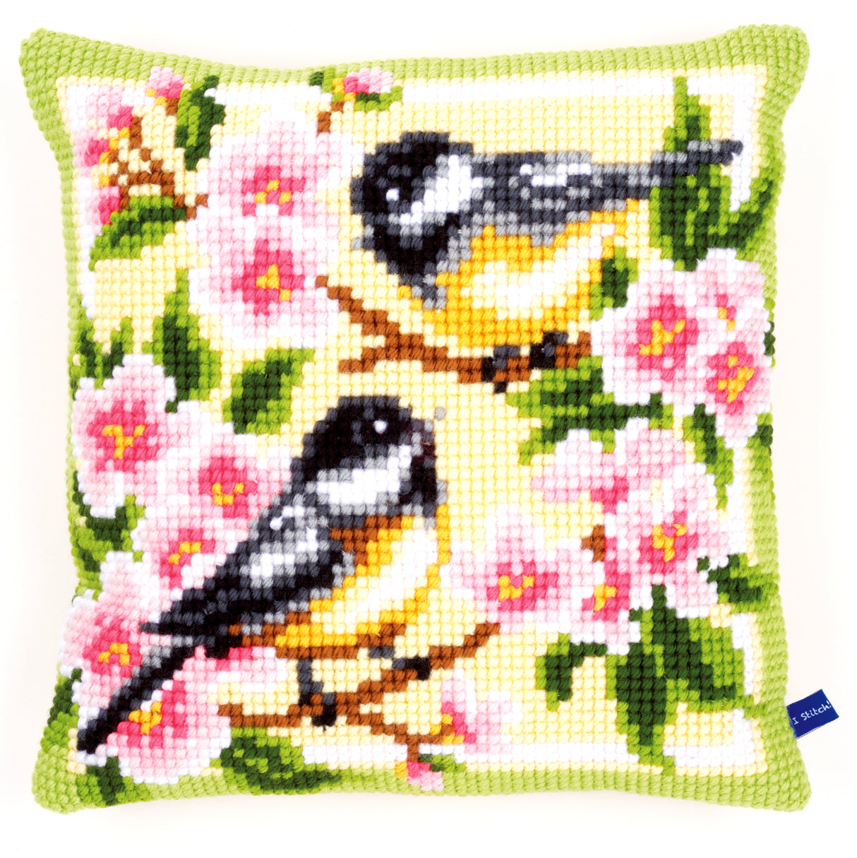 Vervaco Cross Stitch Kit 40cm Cushion Cover - Birds and Blossoms