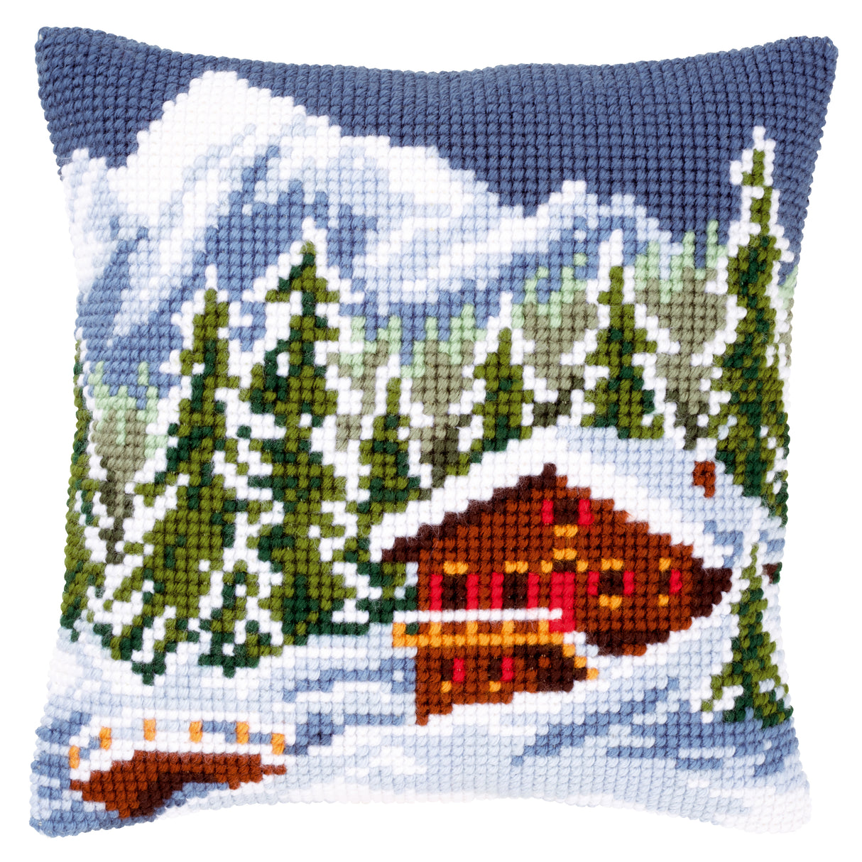 Vervaco Cross Stitch Kit 40cm Cushion Cover - Snow Landscape