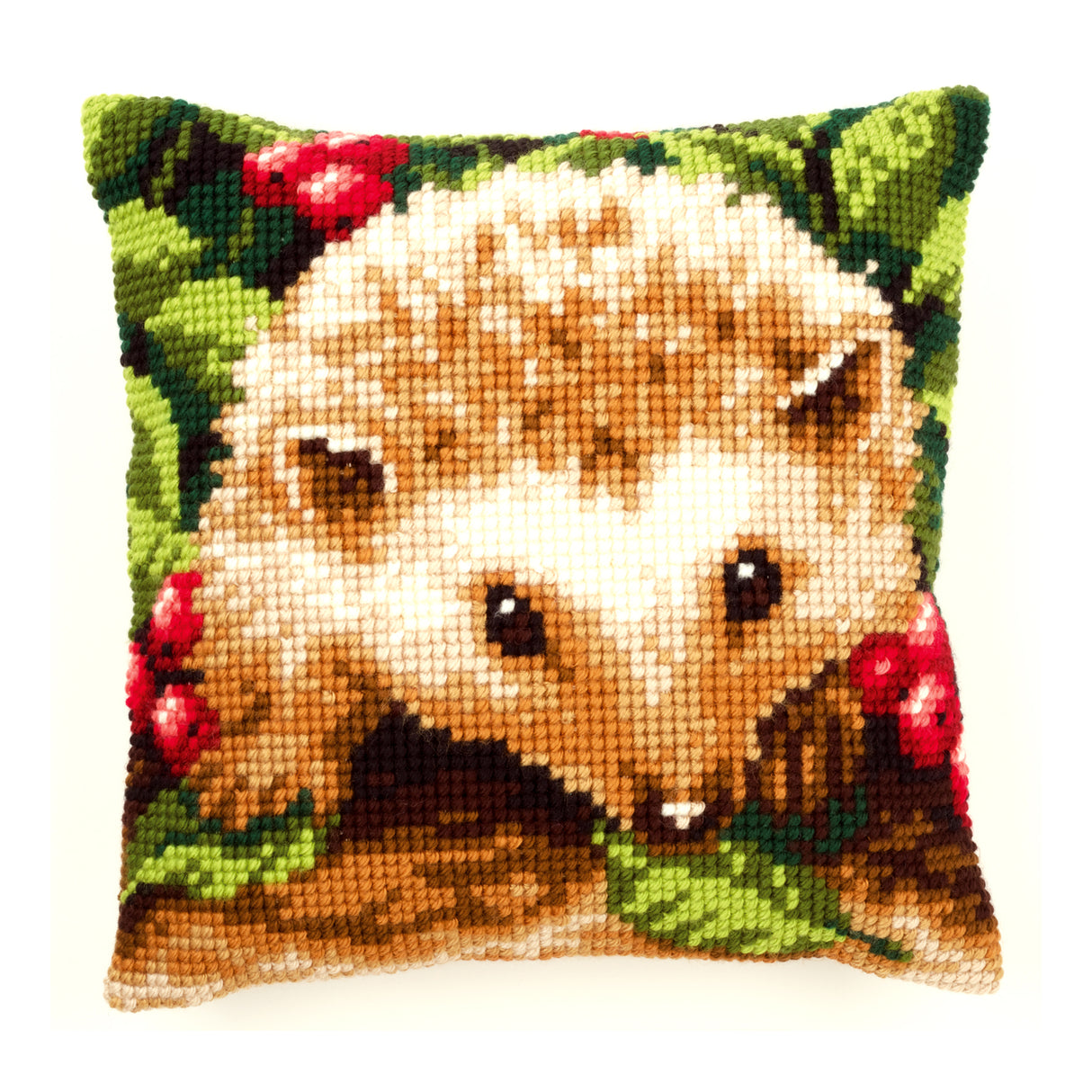 Vervaco Cross Stitch Kit 40cm Cushion Cover - Hedgehog with Berries