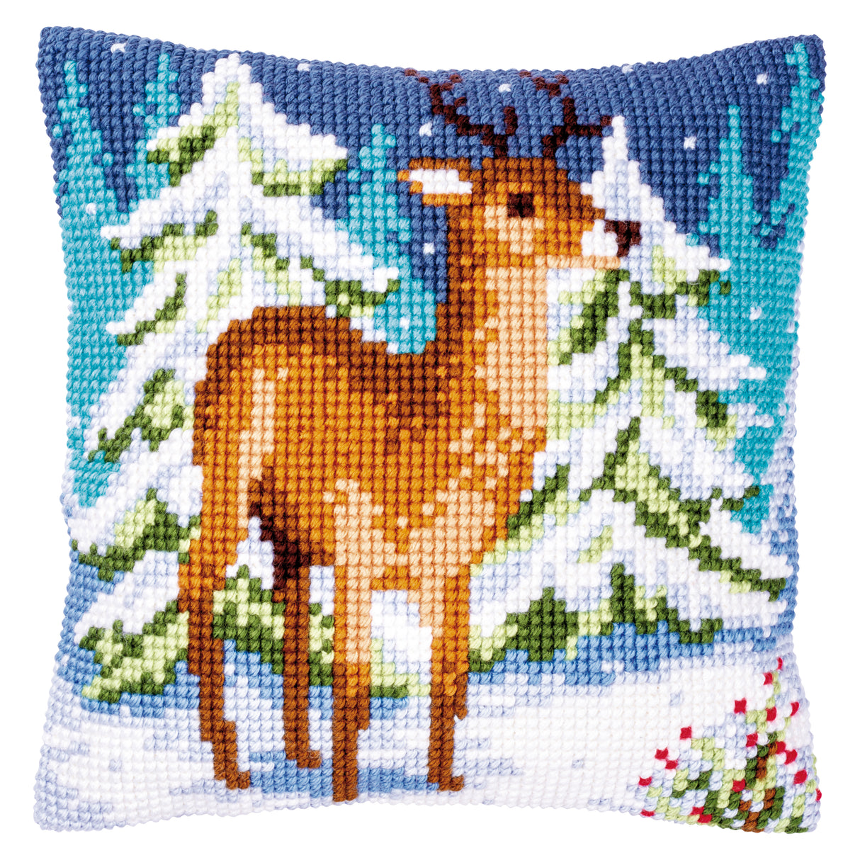 Vervaco Cross Stitch Kit 40cm Cushion Cover - Deer in Winter