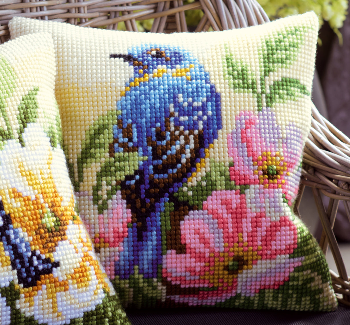 Vervaco Cross Stitch Kit 40cm Cushion Cover - Bird on Rose Bush