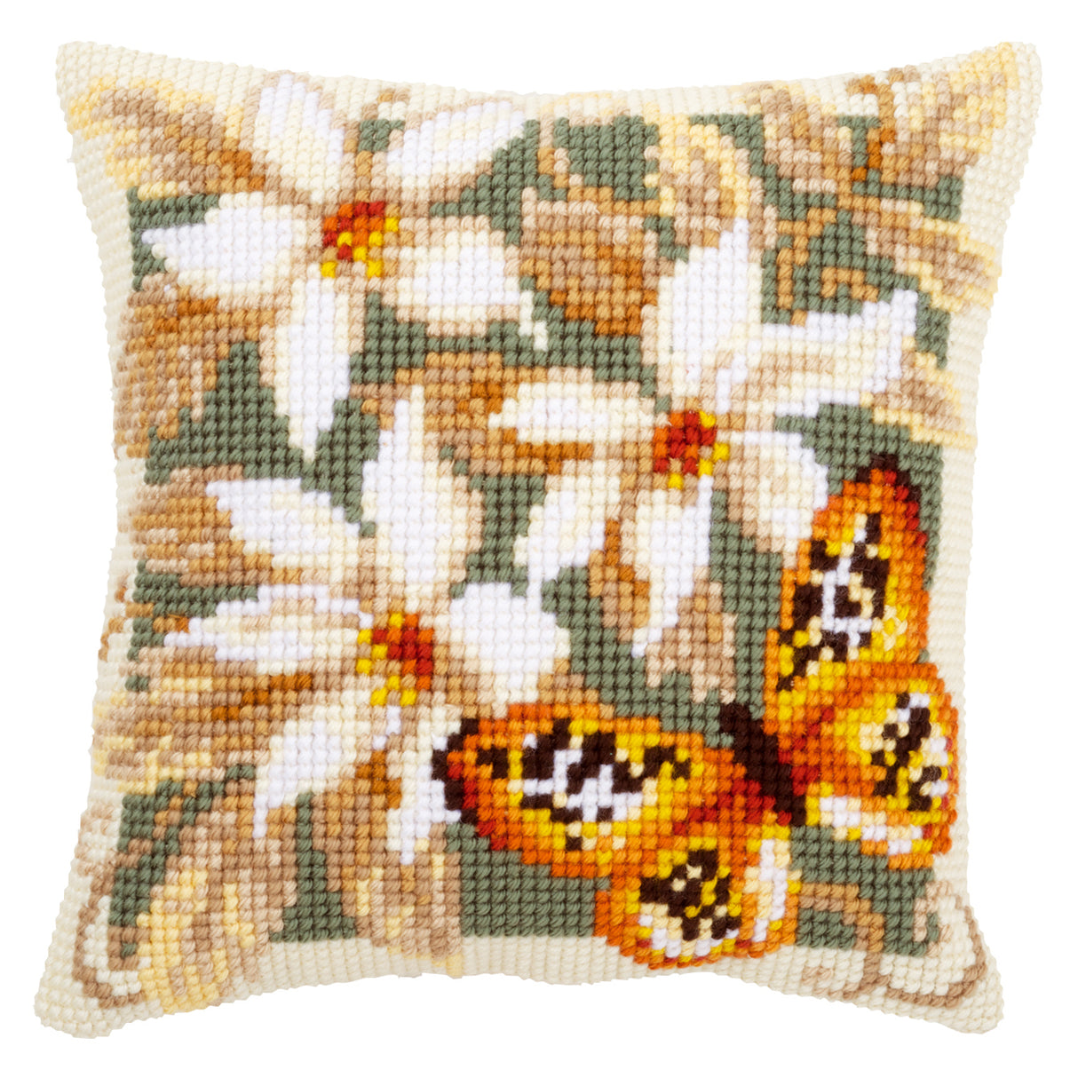 Vervaco Cross Stitch Kit 40cm Cushion Cover - Orange Butterfly
