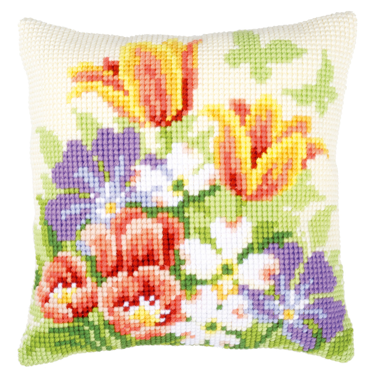 Vervaco Cross Stitch Kit 40cm Cushion Cover - Spring Flowers 1