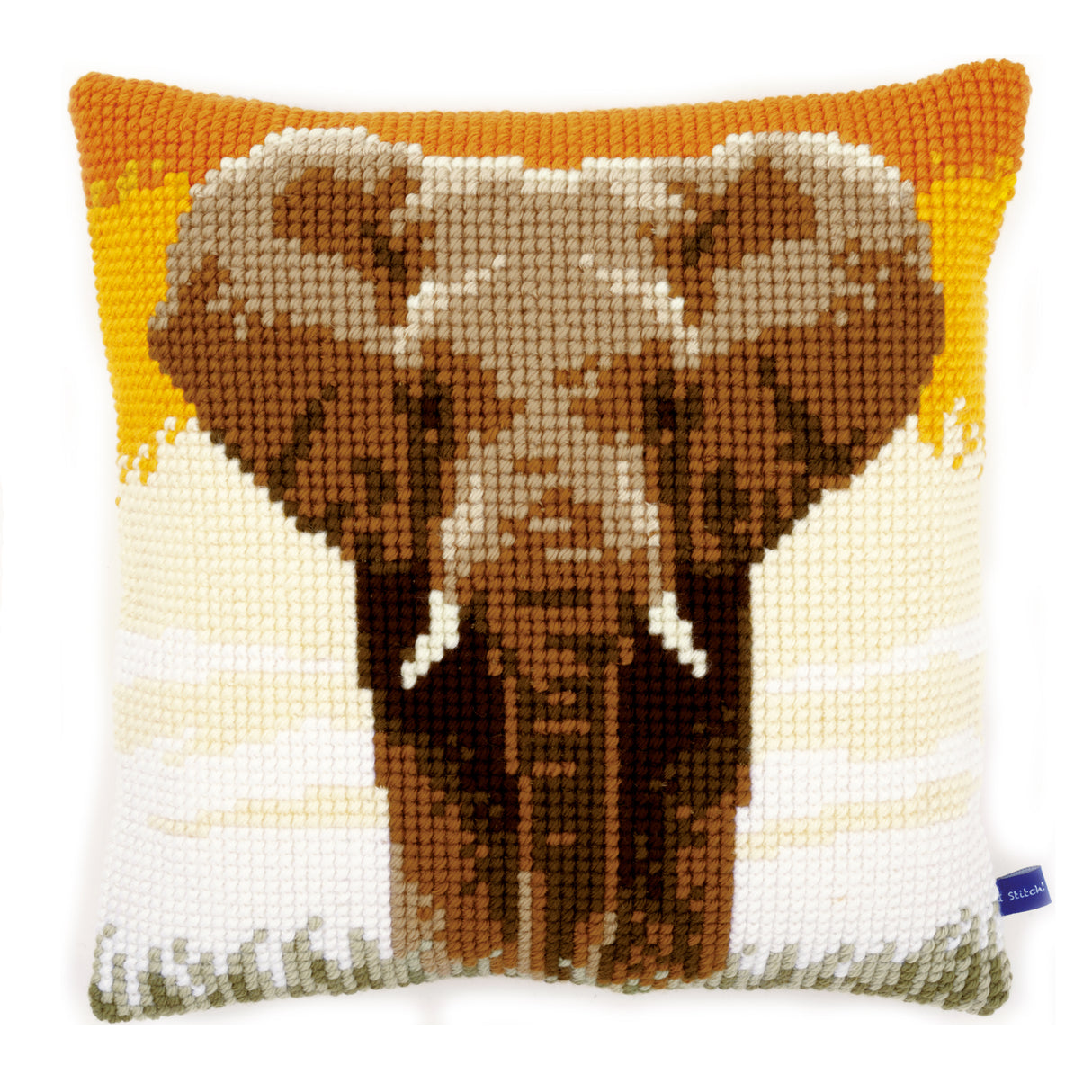 Vervaco Cross Stitch Kit 40cm Cushion Cover - Elephant in the Savannah