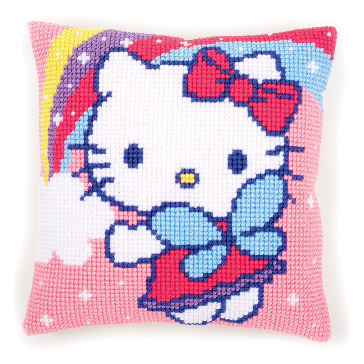 Vervaco Cross Stitch Kit 40cm Cushion Cover - Hello Kitty and Rainbow