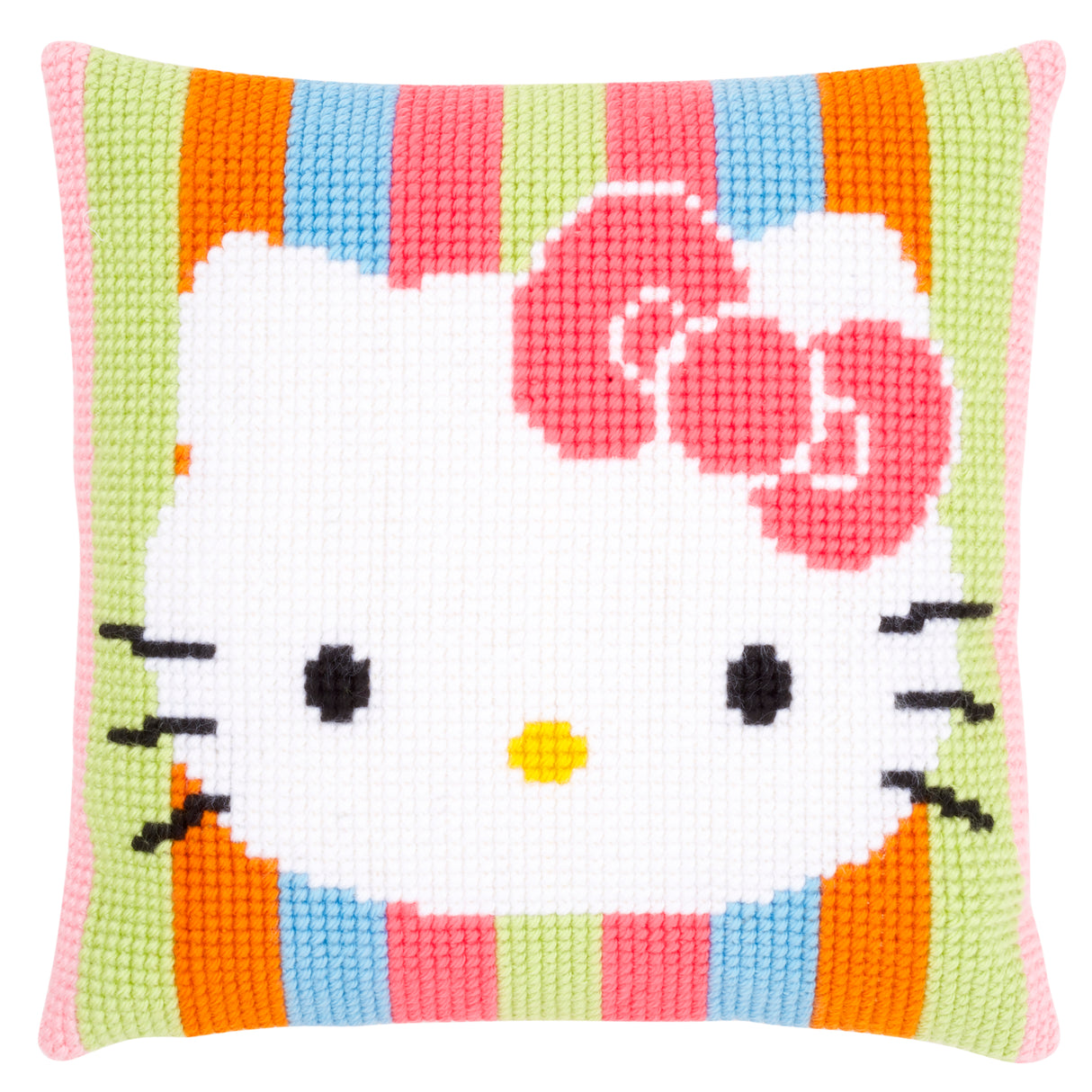 Vervaco Cross Stitch Kit 40cm Cushion Cover - Hello Kitty: Striped