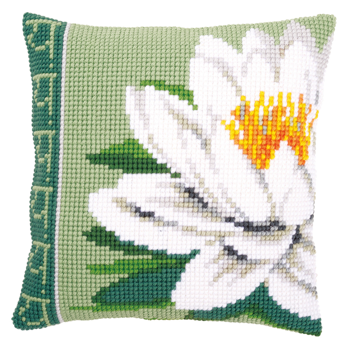 Vervaco Cross Stitch Kit 40cm Cushion Cover - White Lotus Flower
