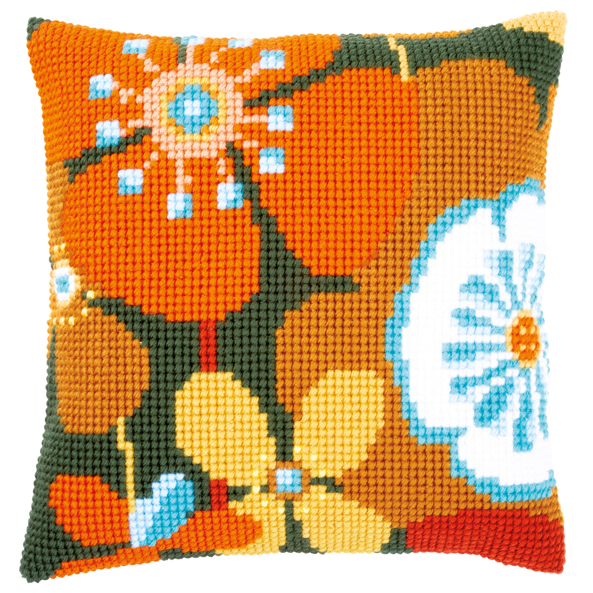 Vervaco Cross Stitch Kit 40cm Cushion Cover - Retro Flowers