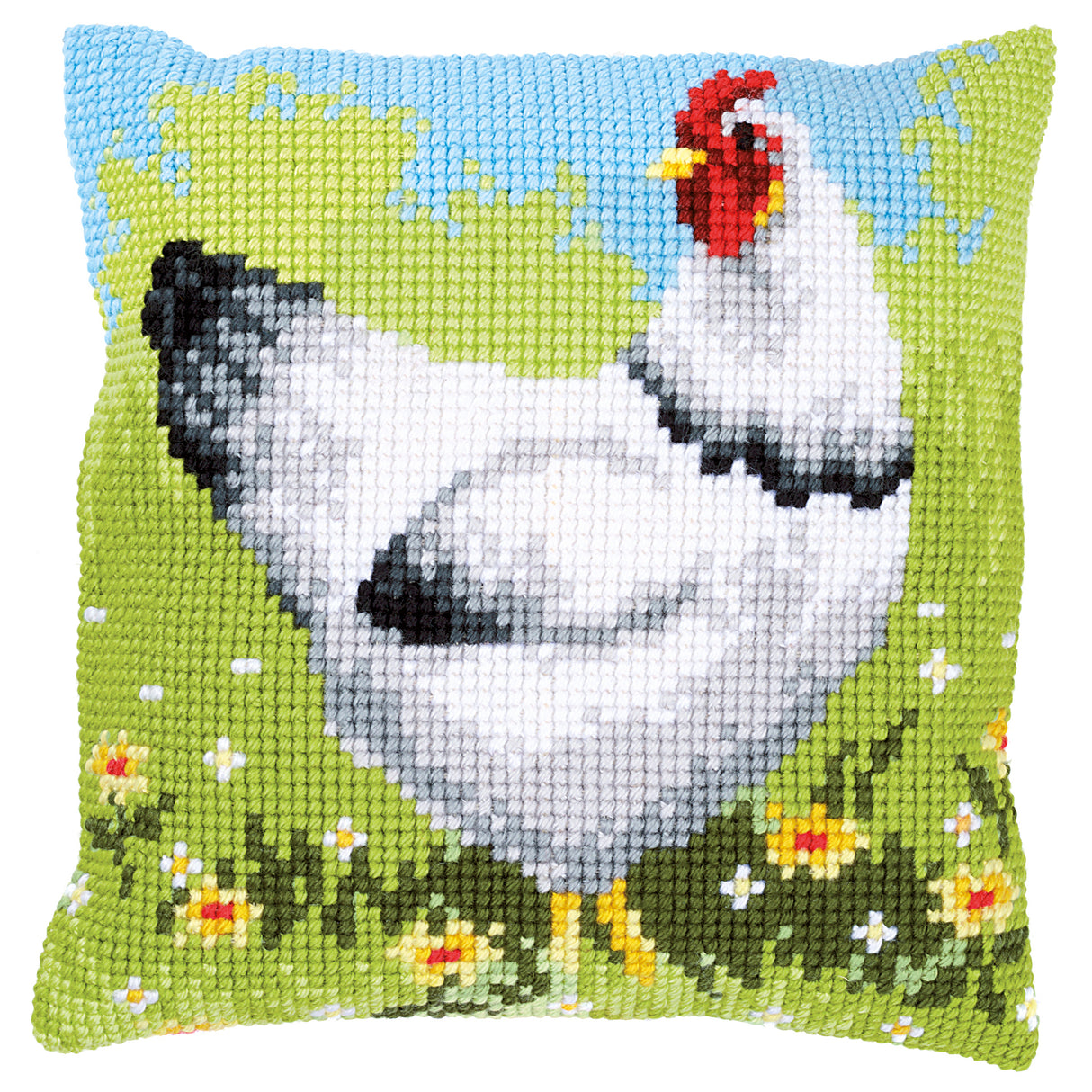 Vervaco Cross Stitch Kit 40cm Cushion Cover - White Chicken