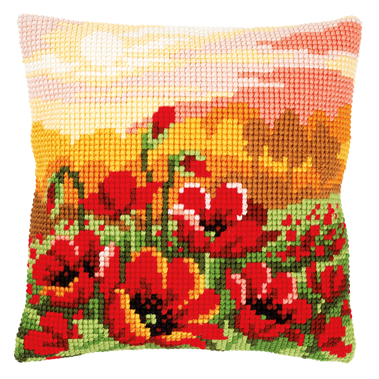 Vervaco Cross Stitch Kit 40cm Cushion Cover - Poppy Meadow