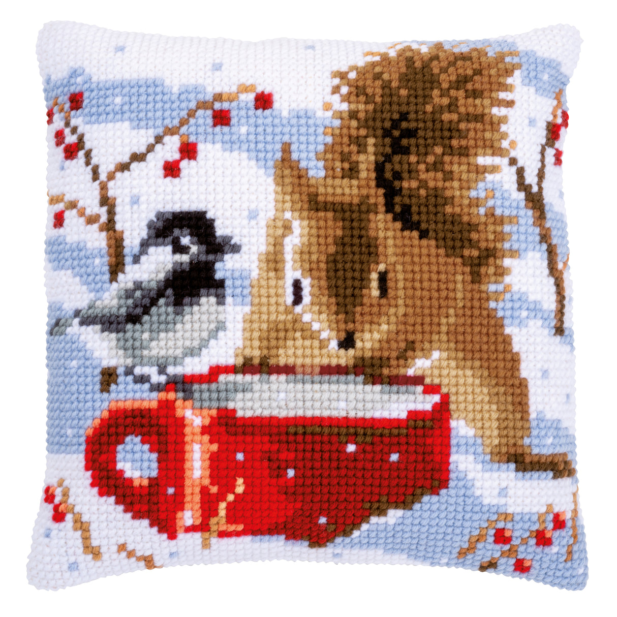 Vervaco Cross Stitch Kit 40cm Cushion Cover - Squirrel and Bird