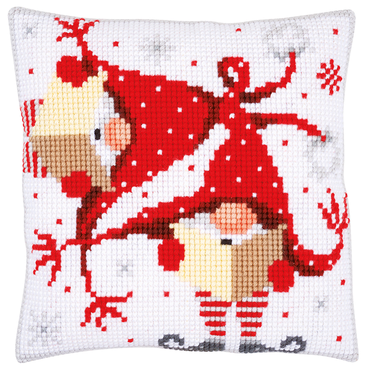Vervaco Cross Stitch Kit 40cm Cushion Cover - Christmas Gnomes 5
