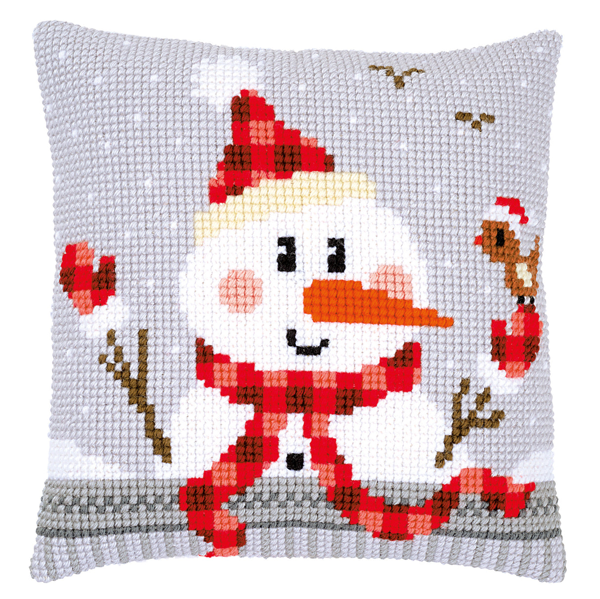 Vervaco Cross Stitch Kit 40cm Cushion Cover - Snowman 3