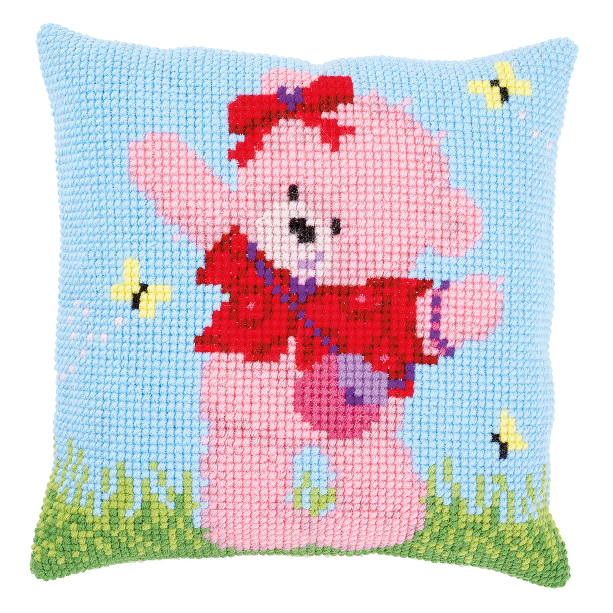 Vervaco Cross Stitch Kit 40cm Cushion Cover - Popcorn Brie & Butterflies
