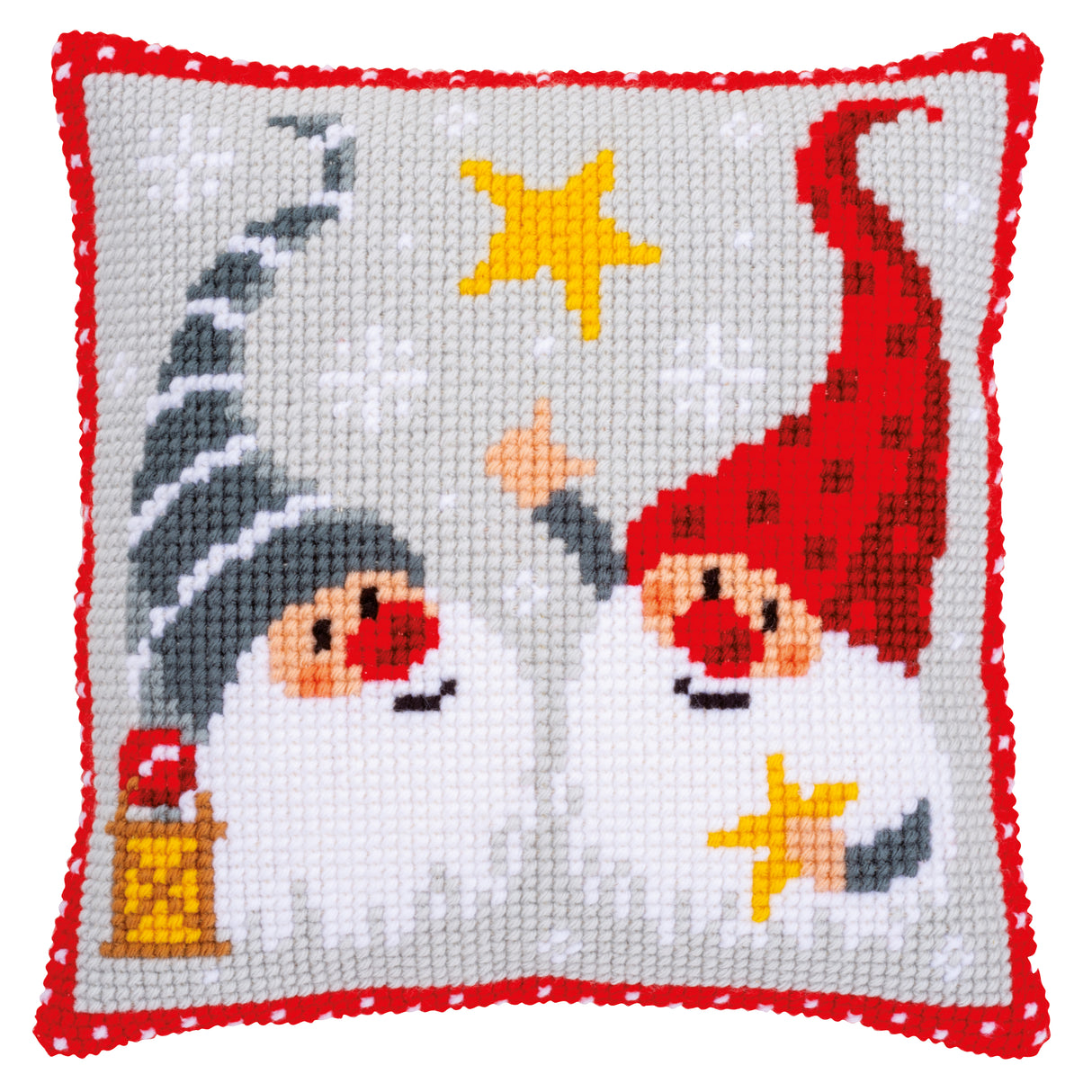 Vervaco Cross Stitch Kit 40cm Cushion Cover - Christmas Gnomes 2