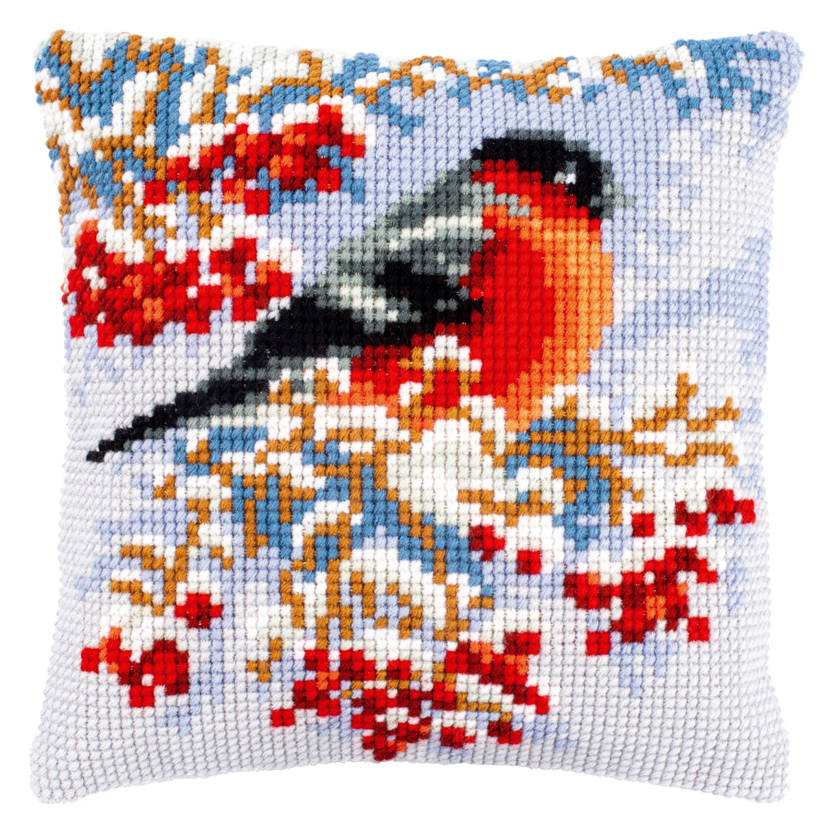 Vervaco Cross Stitch Kit 40cm Cushion Cover - Goldfinch in Winter