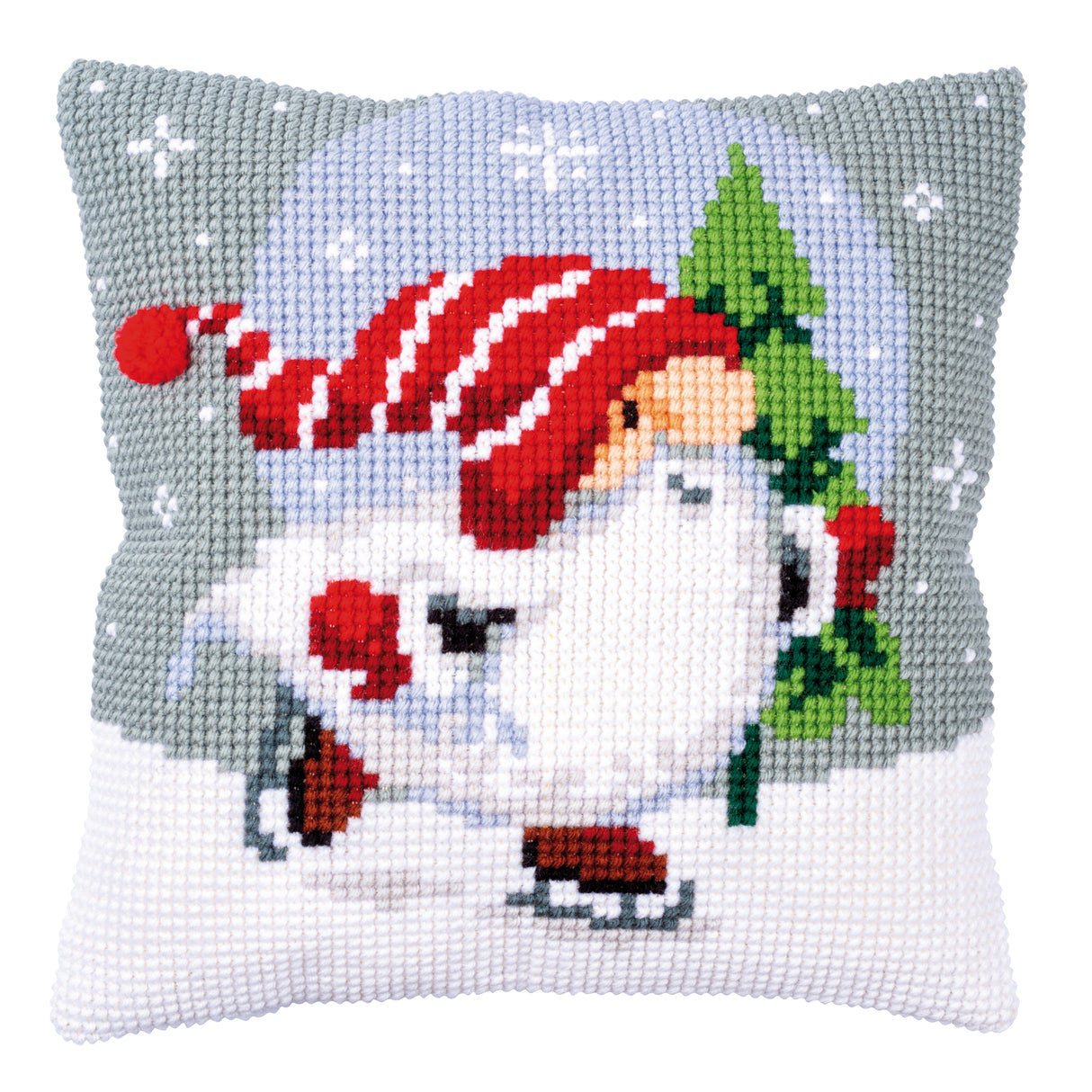 Vervaco Cross Stitch Kit 40cm Cushion Cover - Christmas Gnome on Ice