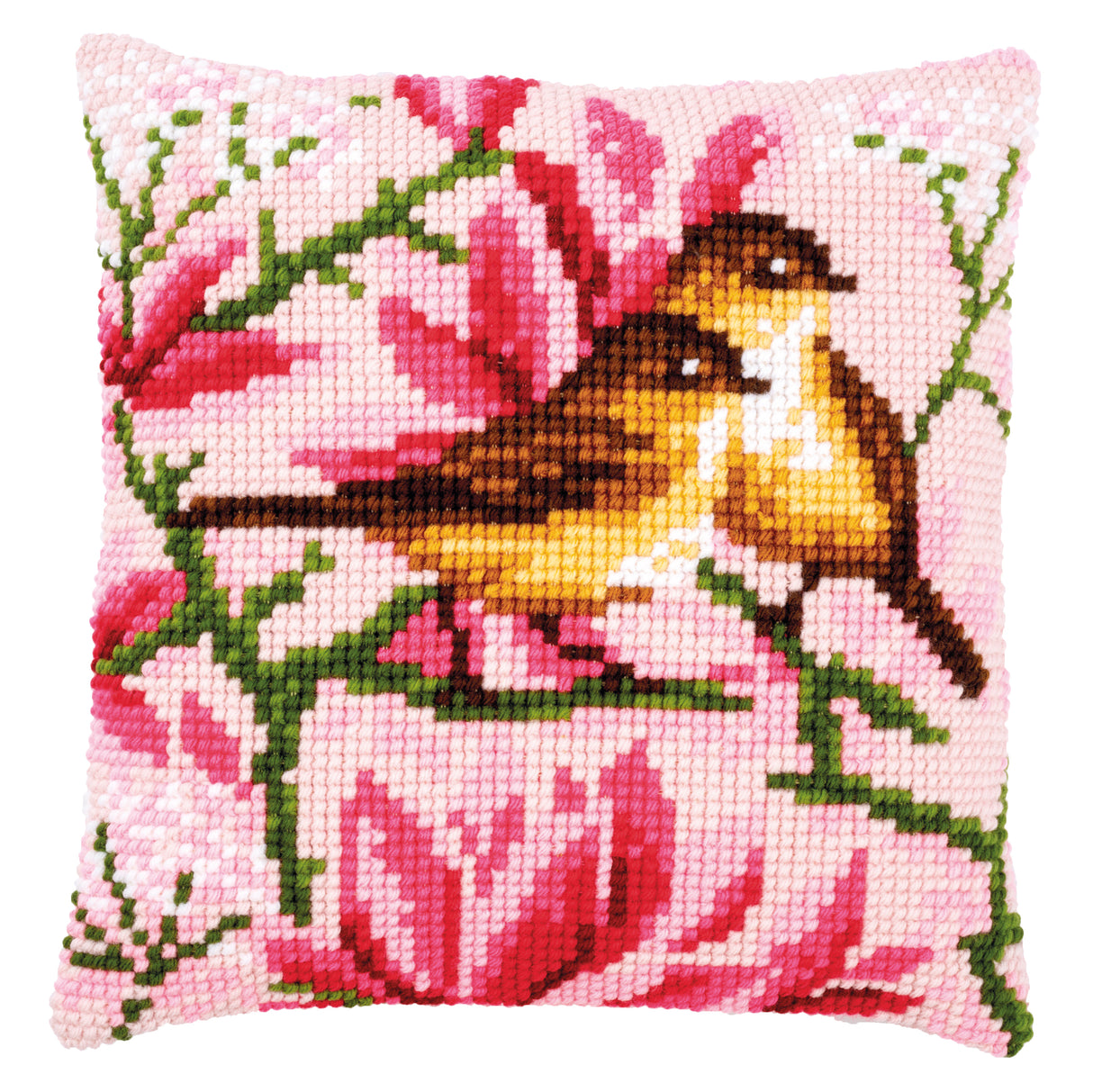 Vervaco Cross Stitch Kit 40cm Cushion Cover - Birds and Magnolia