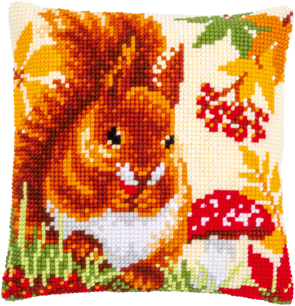 Vervaco Cross Stitch Kit 40cm Cushion Cover - Squirrel in Autumn