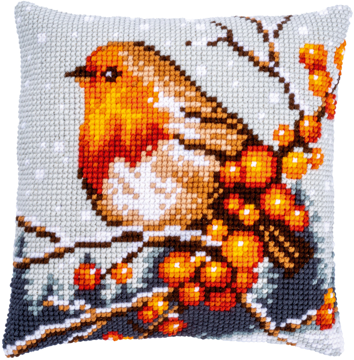Vervaco Cross Stitch Kit 40cm Cushion Cover - Robin 2