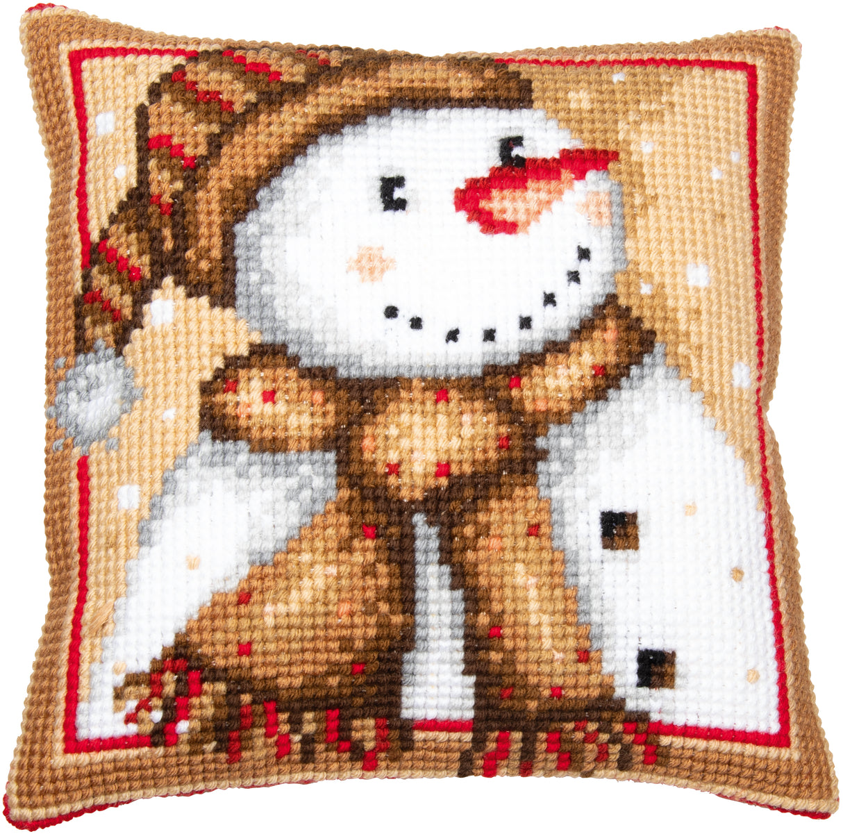 Vervaco Cross Stitch Kit 40cm Cushion Cover - Snowman