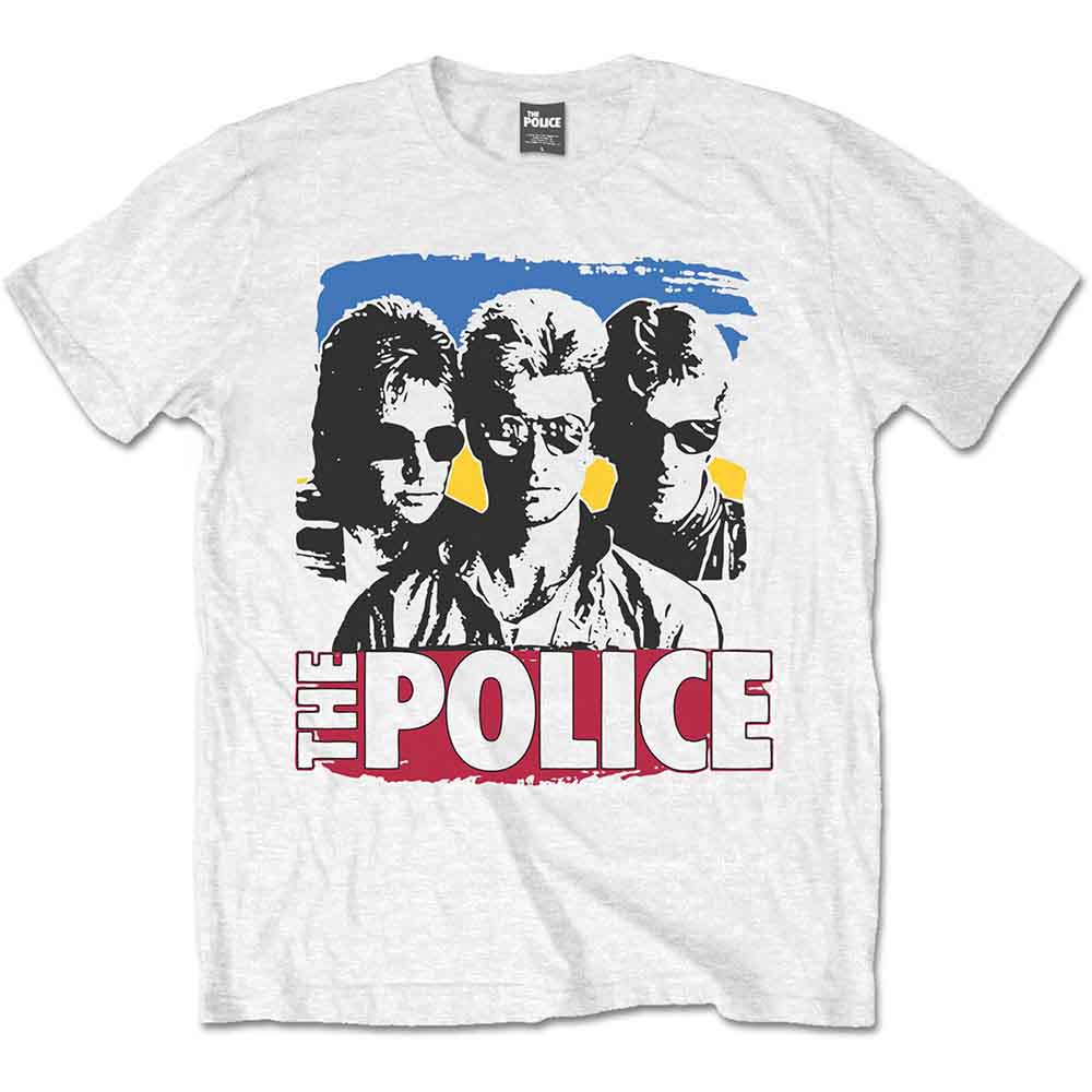 The Police Unisex T-Shirt Band Photo Sunglasses White (XL)